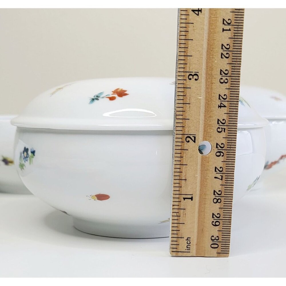 Limoges Chamart Porcelain Bowls With Lids Floral & Insect Trinkets set of 4 - Picture 8 of 16